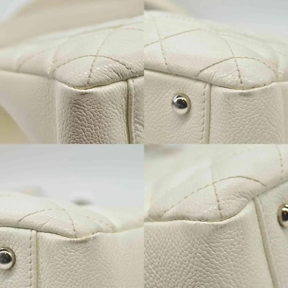 $3500 Chanel Caviar Quilted XL Grand Shopping Tote GST White